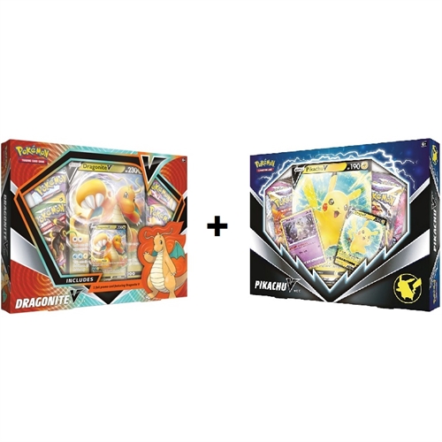 Pokemon Pikachu V og Dragonite V Box - Pokemon kort